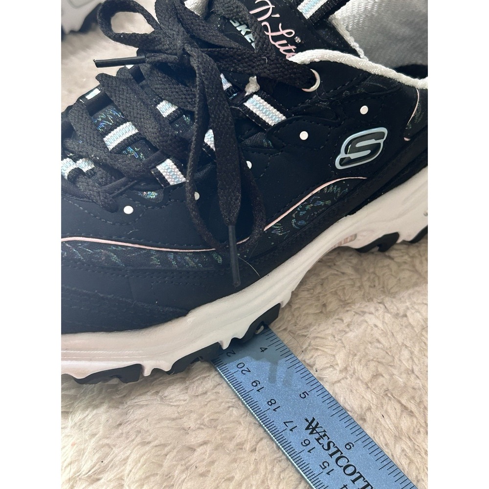 Skechers D Lites Lace Up Comfort Shoes Sneakers Women Size 8 Black Pink White - Picture 10 of 11